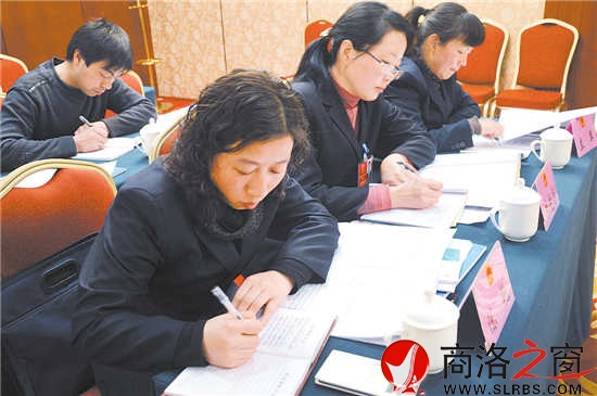 柞水團代表正在認真撰寫建議。 （記者 李敏 費翔 攝）